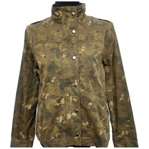 Garnet Hill Camo Jacket Womens Sz 2 Army Military Utility Olive Green Camoflauge